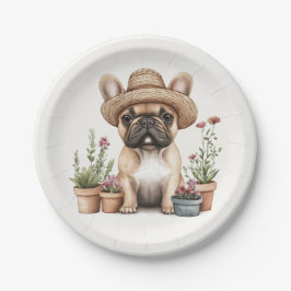 Französische Bulldoggen Gartenmöbel für Blume Pappteller