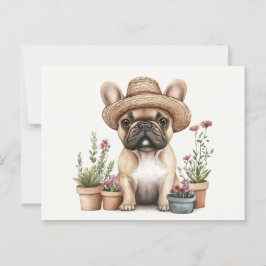 Französische Bulldoggen Gartenmöbel für Blume Postkarte