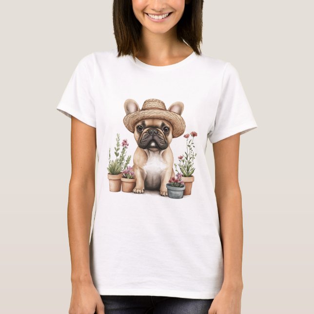 Französische Bulldoggen Gartenmöbel für Blume T-Shirt (Vorderseite)