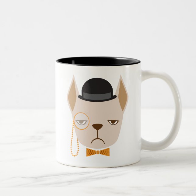Französische Bulldoggen-gemeine Tassen-Tasse Zweifarbige Tasse (Rechts)