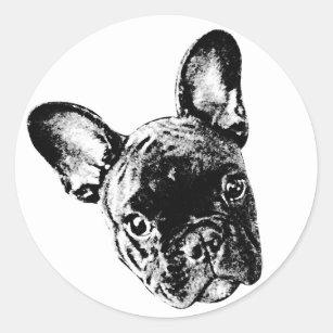 Französische Bulldoggen-Gesicht Runder Aufkleber