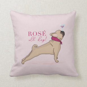 Französische Bulldoggen-Kissen Rosé den ganzen Tag Kissen