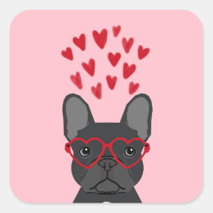 Französische Bulldoggen-Liebe-Aufkleber - Quadratischer Aufkleber