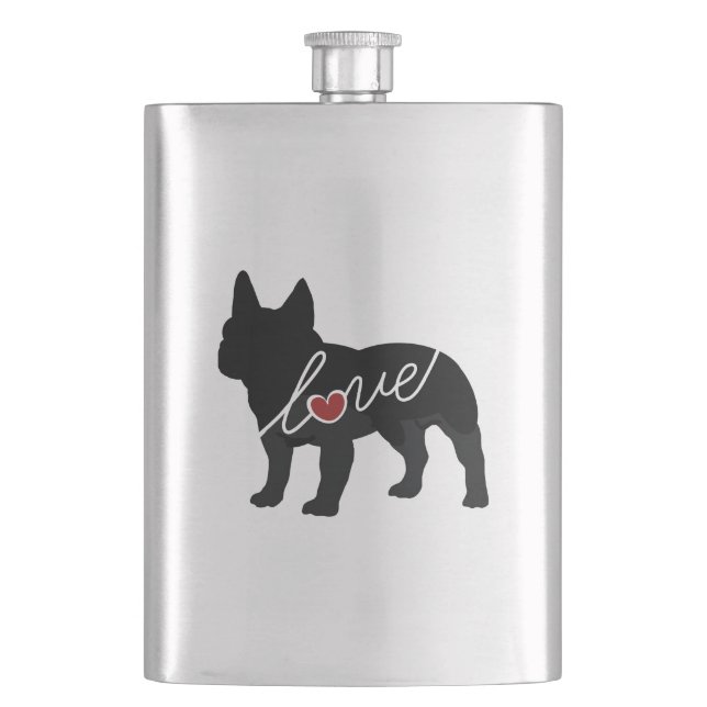 Französische Bulldoggen-Liebe Flachmann (Vorderseite)