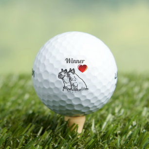 Französische Bulldoggen mit Herz French Bulldog Golfball