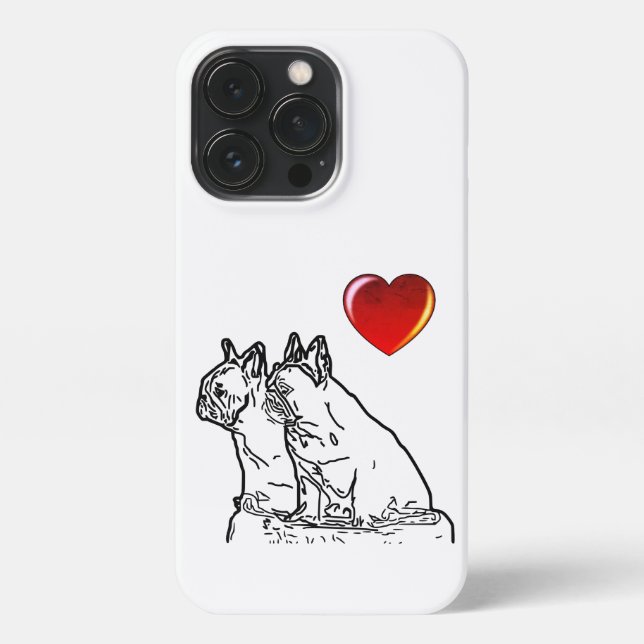 Französische Bulldoggen mit Herz French Bulldog iPhone Hülle (Rückseite)