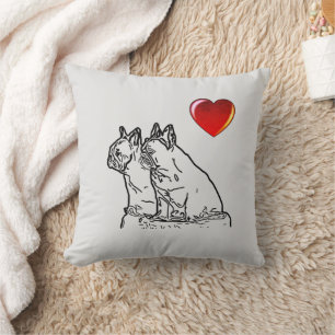 Französische Bulldoggen mit Herz French Bulldog Kissen