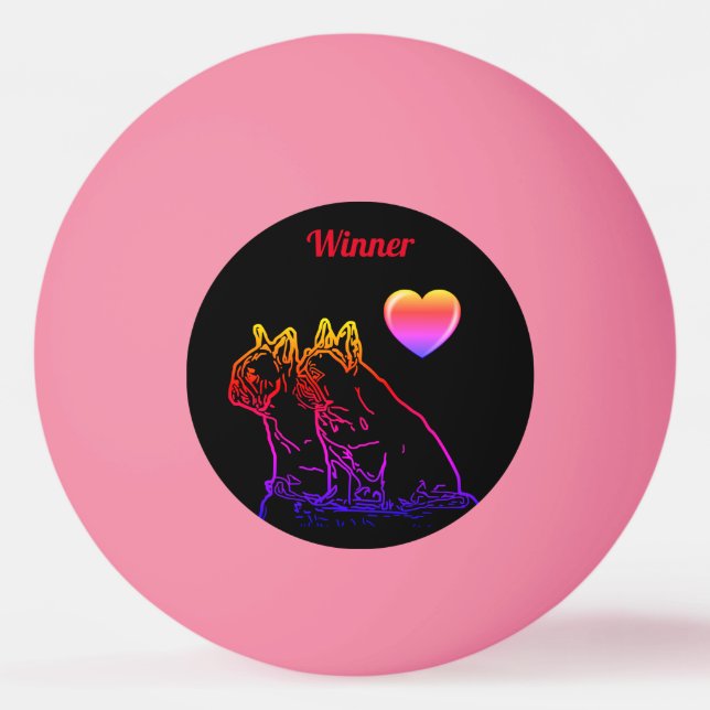 Französische Bulldoggen mit Herz French Bulldog Tischtennisball (Vorderseite)