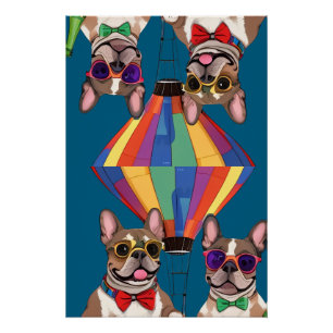 Französische Bulldoggen Neujahr French Bulldog Poster