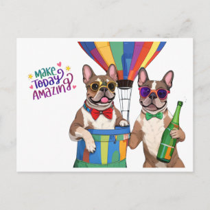 Französische Bulldoggen Neujahr French Bulldog Postkarte