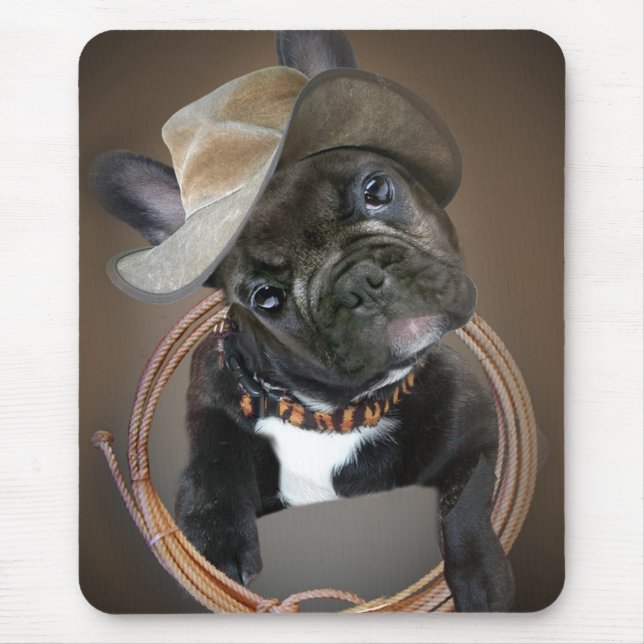 FRANZÖSISCHE BULLDOGGEN-RODEO-CHAMPION MOUSEPAD (Vorne)