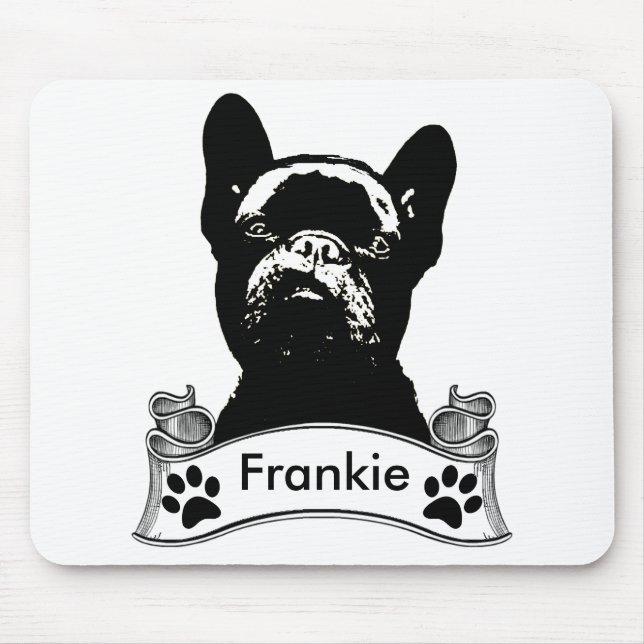 Französische Bulldoggen-Schablone personalisiert Mousepad (Vorne)