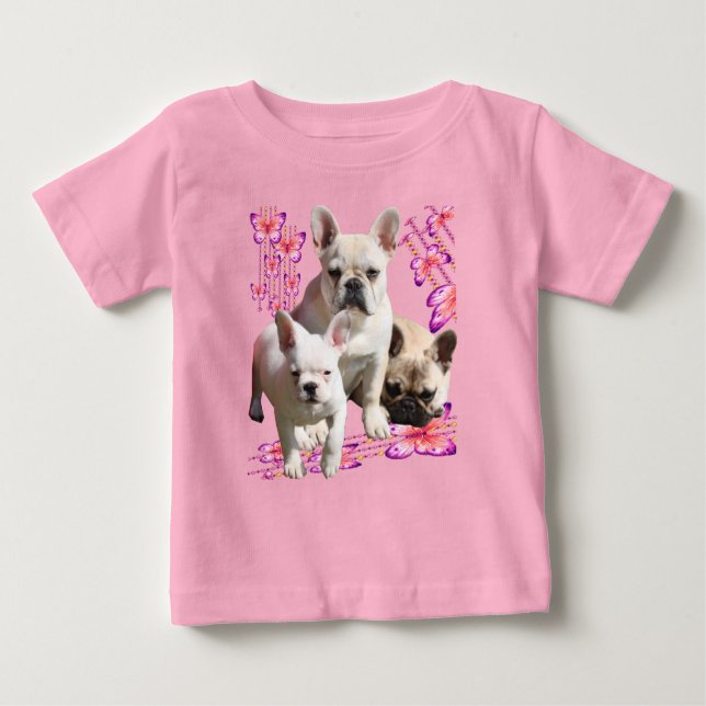 Französische Bulldoggen Schmetterling  Bulldog Baby T-shirt (Vorderseite)