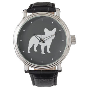 Französische Bulldoggen-Silhouette Armbanduhr