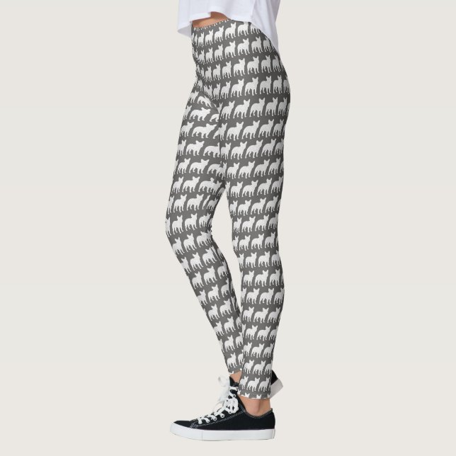 Französische Bulldoggen-Silhouette-Muster Leggings (Links)