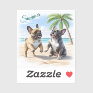 Französische Bulldoggen Strand French Bulldog Aufkleber
