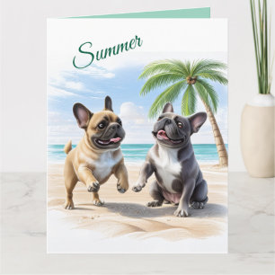 Französische Bulldoggen Strand French Bulldog Karte