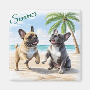 Französische Bulldoggen Strand French Bulldog Magnet