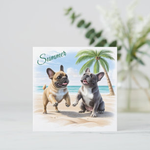 Französische Bulldoggen Strand French Bulldog Save The Date
