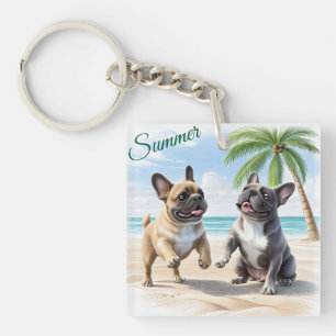 Französische Bulldoggen Strand French Bulldog Schlüsselanhänger