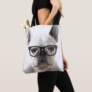 Französische Bulldoggen-tragende Augen-Gläser
