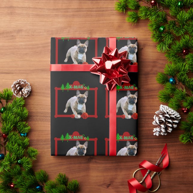 Französische Bulldoggen Weihnachten Feier Geschenkpapier (Feiertagsgeschenk)