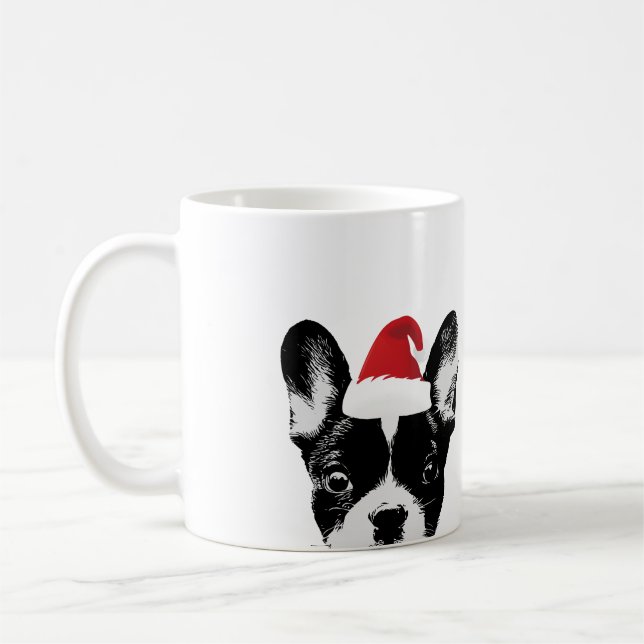 Französische Bulldoggen-Weihnachten Sankt Kaffeetasse (Links)