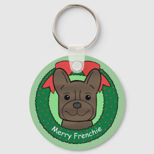 Französische Bulldoggen-Weihnachten Schlüsselanhänger