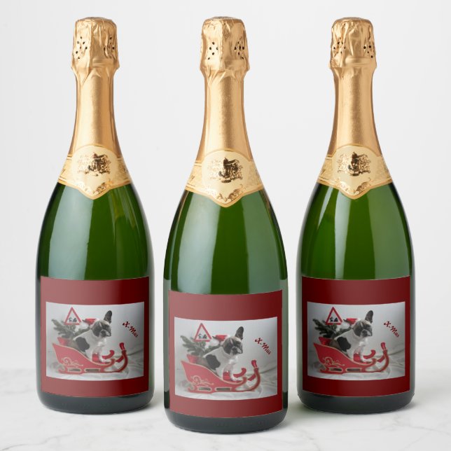 Französische Bulldoggen Weihnachten Sparkling Wine (Flaschen)