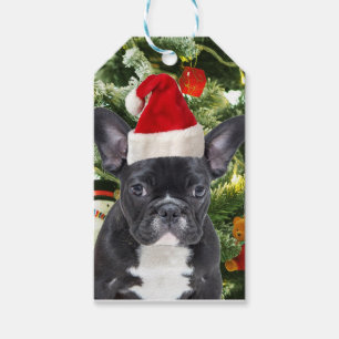 Französische Bulldoggen-Weihnachtsbaum verziert Geschenkanhänger