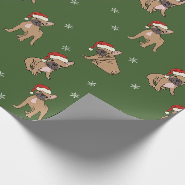 Französische Bulldoggen-WeihnachtsPackpapier Geschenkpapier (Ecke)