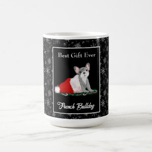 Französische Bulldoggen-Welpe in Santas Hut Kaffee Kaffeetasse