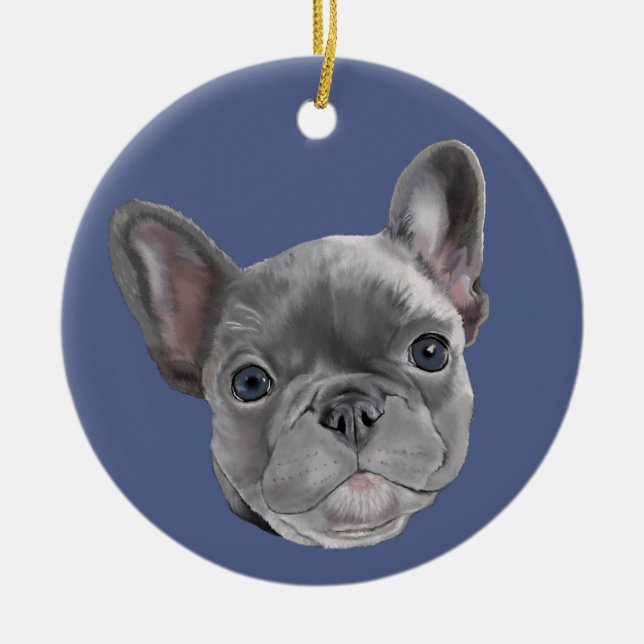 Französische Bulldoggen-Welpe Keramik Ornament (Vorne)