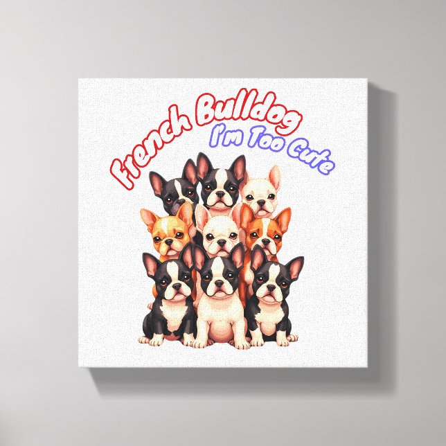 Französische Bulldoggen Welpen für einen Hundebesi Leinwanddruck (Vorderseite)