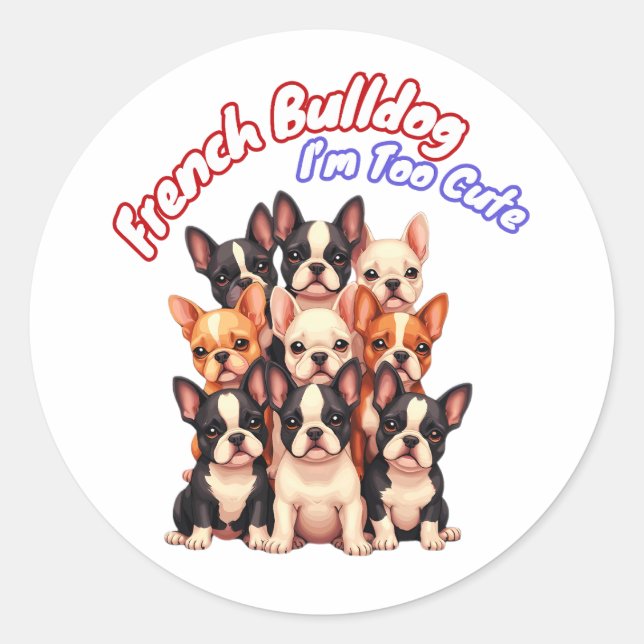 Französische Bulldoggen Welpen für einen Hundebesi Runder Aufkleber (Vorderseite)