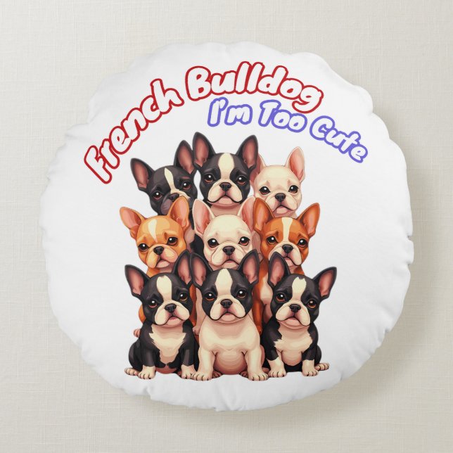 Französische Bulldoggen Welpen für einen Hundebesi Rundes Kissen (Vorderseite)