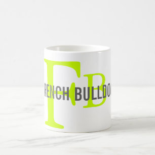 Französische Bulldoggen-Zucht-Monogramm-Entwurf Kaffeetasse