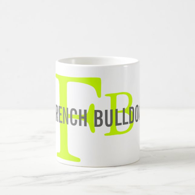 Französische Bulldoggen-Zucht-Monogramm-Entwurf Kaffeetasse (Mittel)