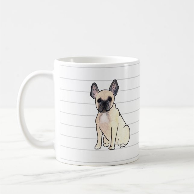 Französische Bulldoggewatercolor-Tasse Tasse (Links)