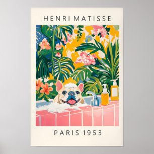 Französische Bulldogie-Mauer-Kunst, lustiges Badez Poster