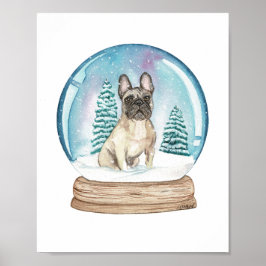 Französische Bulldogin - Schneeglobe Kunstdruckere Poster