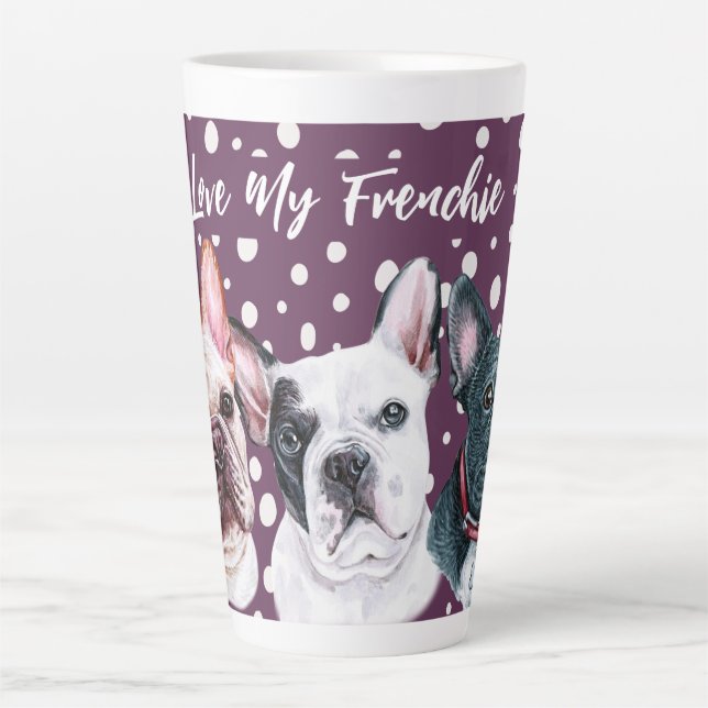 Französische Bulldogs Aquarell Latte Tasse (Vorderseite)