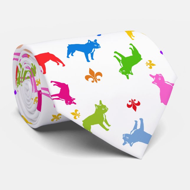 Französische Bulldogs farbig Krawatte (Gerollt)