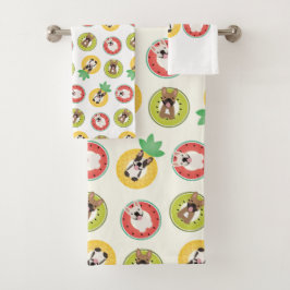 Französische Bulldogs in Fruit Pool Floating Muste Badhandtuch Set