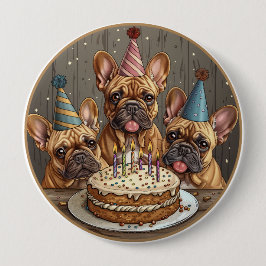 Französische Bulldogs Party Hats Button