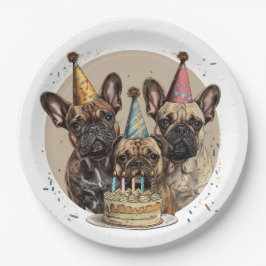 Französische Bulldogs Party Hats Pappteller