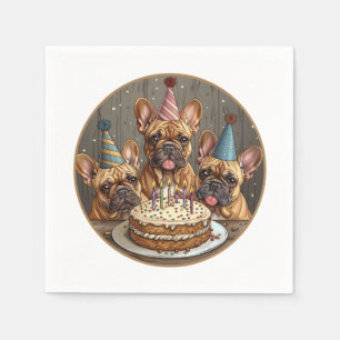 Französische Bulldogs Party Hats Serviette