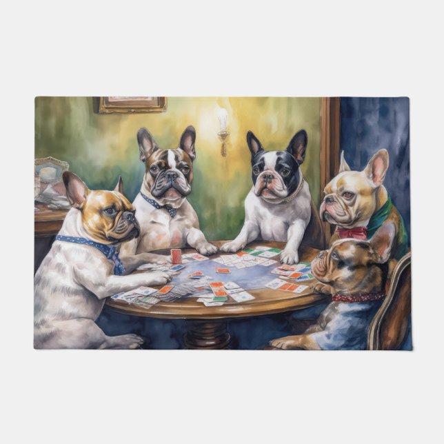 Französische Bulldogs Poker Painting Fußmatte (Vorderseite)