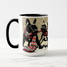 Französische Bulldogs Tug-of-War Weihnachtsmeister Tasse