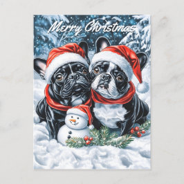 Französische Bulldogs und Snowman Weihnachten